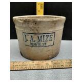J.A. Mize Stoneware crock