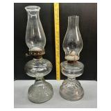 2 glass oil lamps : White Light Co. & other