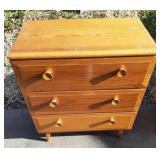 Wood 3 drawer chest dresser 27"w x 30" tall x 16"d
