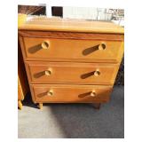 Wood 3 drawer chest dresser 27"w x 30" tall x 16"d