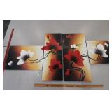 > 4 pc canvas floral wall art decor