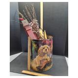 Metal decorative can with contents