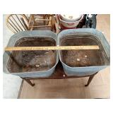 > Square Metal Washtubs on Stand with Wheels