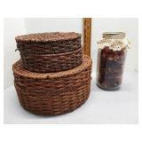 2 Woven baskets & Ball jar