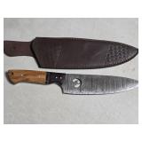 Custom made knife Damascus steel with sheath