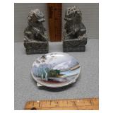 Chinese Foo Dogs handcarved & Ucagco mini plate