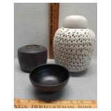 Oriental pottery tea canister & Chinese porcelain