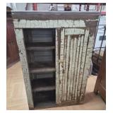 Primitive solid wood cabinet w/ chippy paint