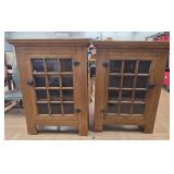 2 antique oak colonnade room divider cabinets
