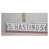 S. Hastings retired embossed street sign
