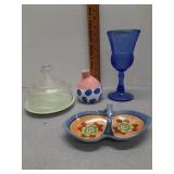 Covered butter dish & other