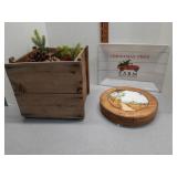 Decor wood crate,  plastic tray & wood box