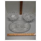 Crystal bowls & oval serving tray