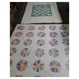 2 large quilts, multicolor 74x80 alphabet 64x82