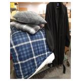 86"x90" comforter,  robe & pillows