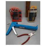 Socket screw sets,  caulk gun & pliers