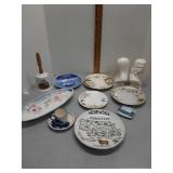 Nebraska plate, Norman Rockwell bell, bookends &