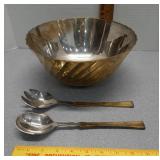 Silver Plated brass ? bowl , fork & spoon