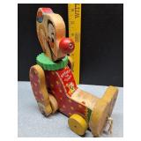 Fisher Price Squeaky the Clown wooden wheeled