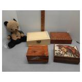 Stuffed panda bear & jewelry boxes