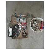 Grinding wheels,  clamps, 8 track tapes deck &