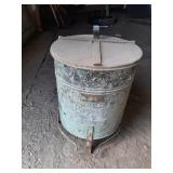 Galvanized metal oil waste can mid Century