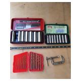 Sockets, drill bits & clamp
