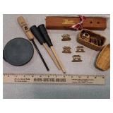 Turkey call strikers, sharpening sticks, brass