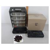 Organizer,  metal boxes & marbles