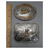 belt buckles: bull & horse