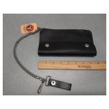 leather chain Circle Y Brand black trucker wallet