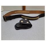 Leather ammo belt, holster +