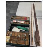 Bamboo pole and tackle box