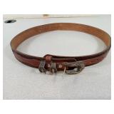 Leather Belt w/Sterling Silver & 10K Buckle &