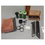2- 22 magazines, cleaning brushes & other