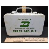 Burlington Northern RR first aid kit metal box