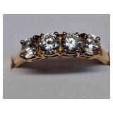 *14k gold & colorless gem ring sz 8.5