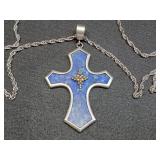 *Vintage lapis & sterling silver cross pendant