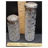 Antique cut glass & sterling bottles, English
