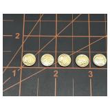 5 mini gold Colored buffalo coins