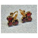 *Vintage genuine garnet earrings, gold filled