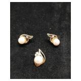 * Gold filled pearl earrings & necklace