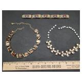 * Micro mosaic bracelet, Coro choker, milk glass