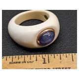 * Unique white porcelain ring 10k gold trim