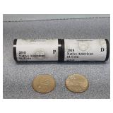 2018 P & D 2 rolls 25 cent sacagwea