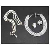 * Vintage milk glass bib necklaces & clip-on