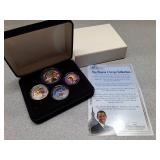4 coin Obama change collection set - colorized