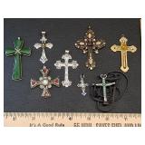 *Vintage cross pendants, some sterling silver