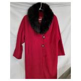 > Vintage wool coat with attached faux fur stole