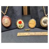 * Vintage brooches, pendant necklaces, Sarah